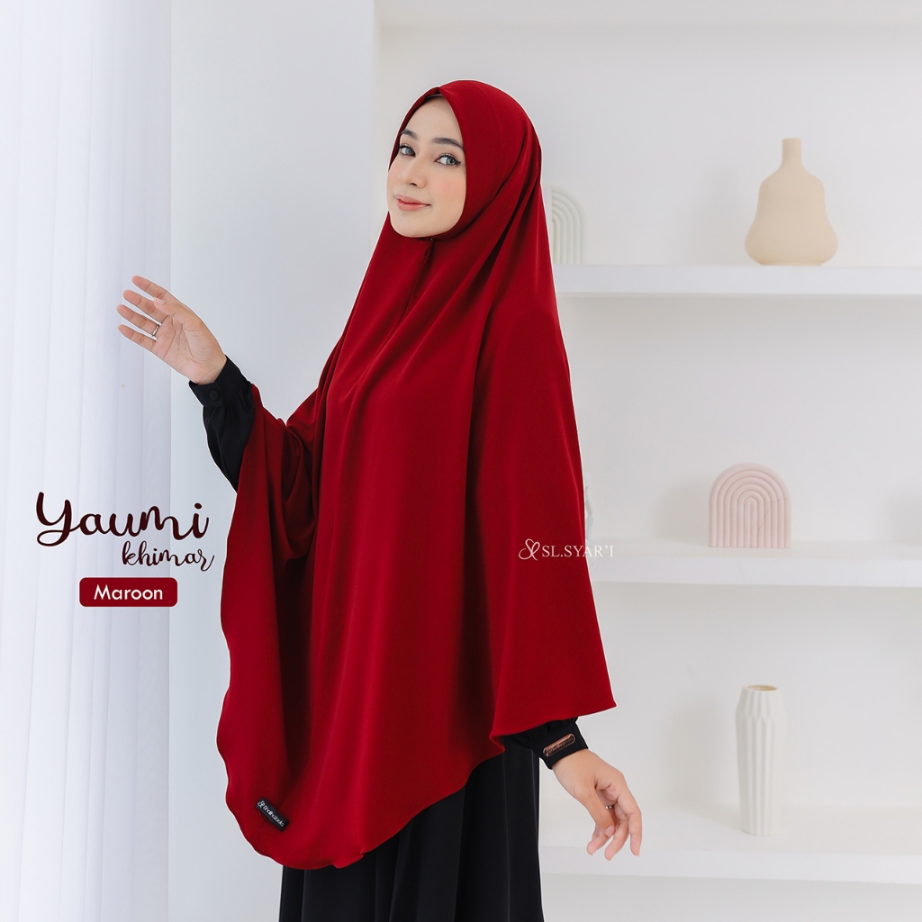 SL SYAR'I - Yaumi Khimar Jilbab Instan Terbaru Kekinian & Syari Non Pet Jersey Premium