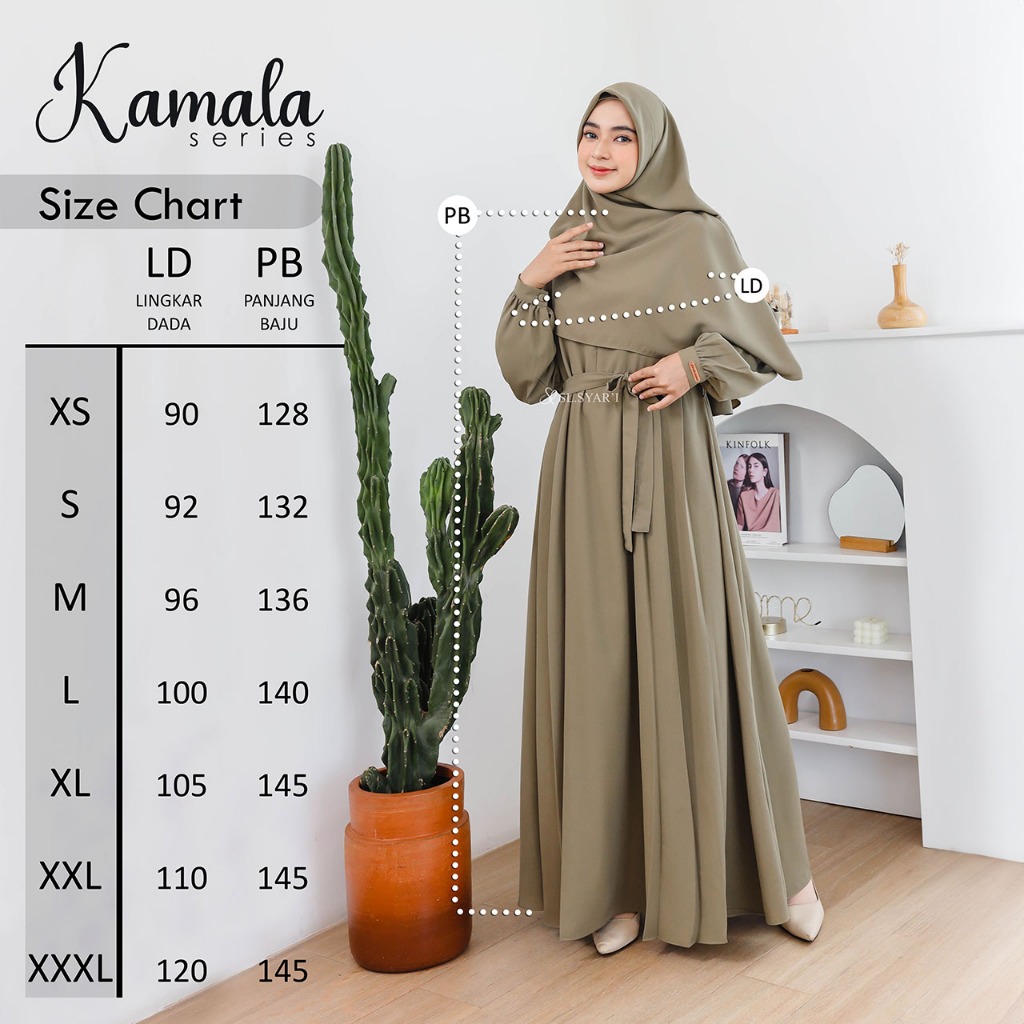 SL SYAR'I - Kamala Series Set (Gamis Only/Gamis + Ped/Segi4)