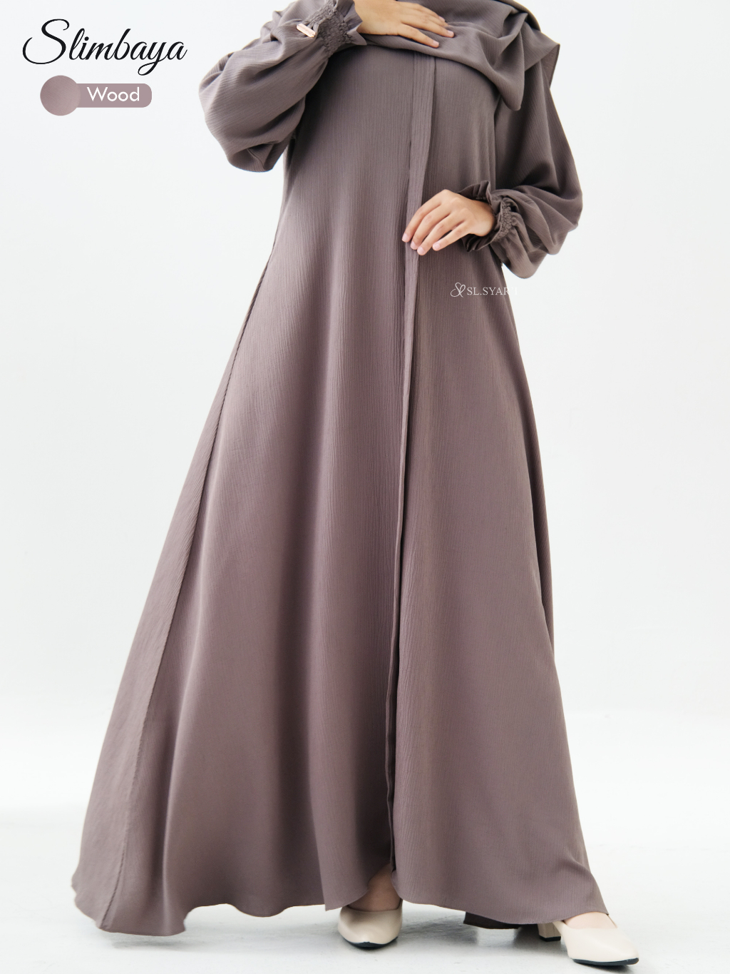 SL SYAR'I - Slimbaya gamis Daily umroh Crincle Cordelia Premium (SET / ABAYA ONLY)