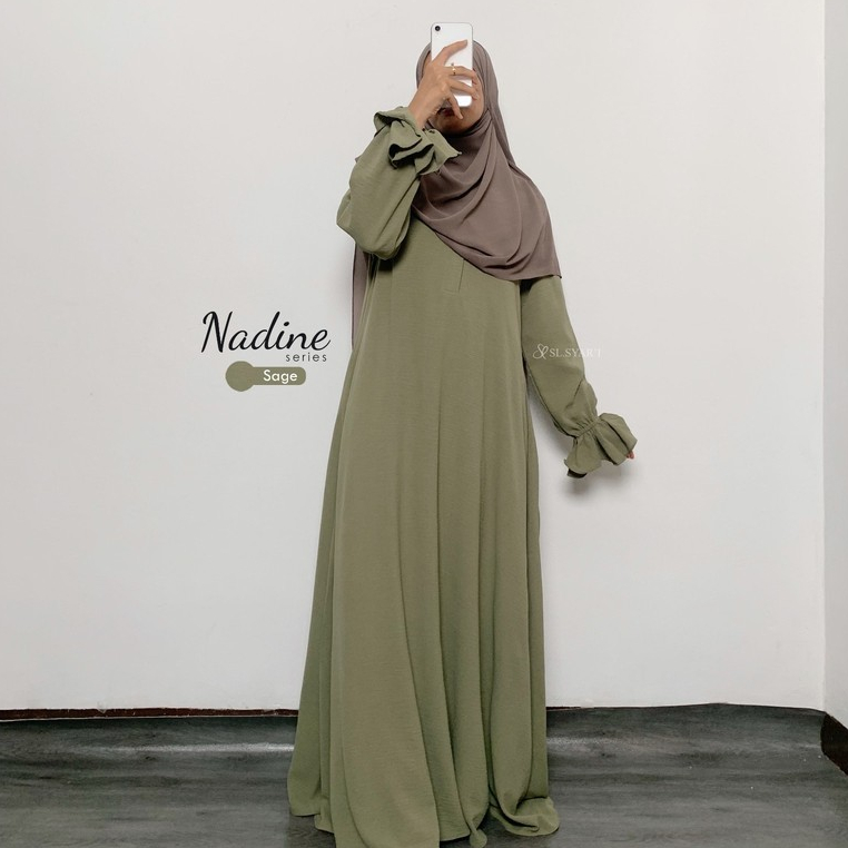 SL SYAR'I - Nadine Series Gamis polos Bertekstur Crinkle