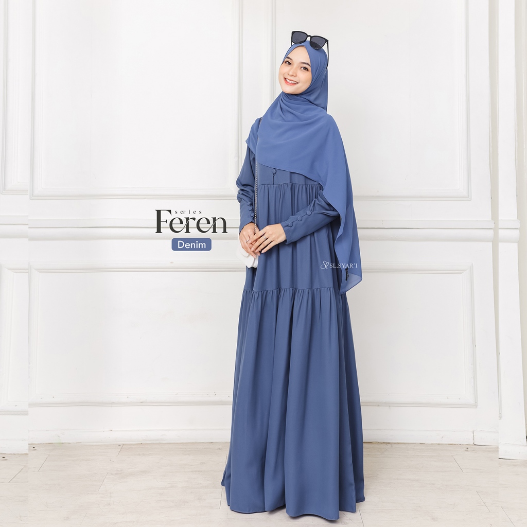 SL SYAR'I - Feren Series Gamis Abaya lengan Kancing Casual (Dress Only)