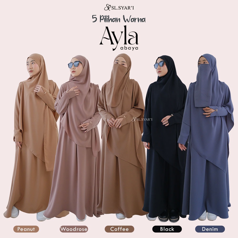 SL SYAR'I - Ayla Abaya Basic Lengan Pita (Abaya Only)