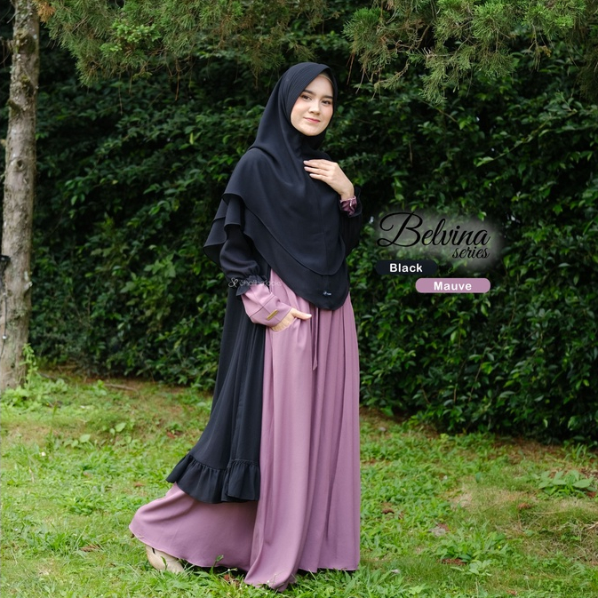 SL.SYAR'I - Belvina Dress | Gamis simple Basic dan Polos Free Outer  (Dress Only)