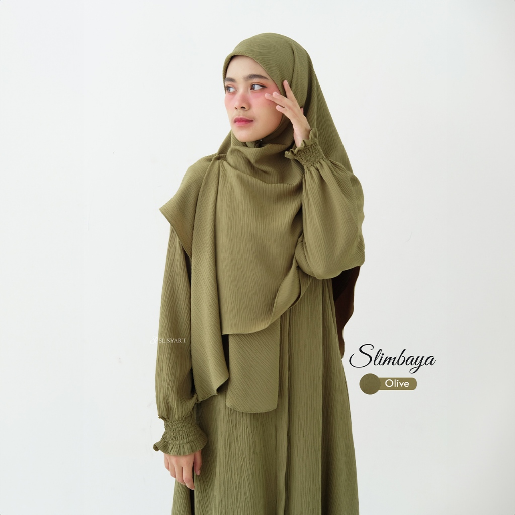 SL SYAR'I - Slimbaya gamis Daily umroh Crincle Cordelia Premium (KHIMAR ONLY)