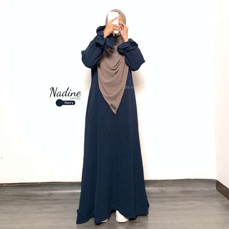 SL SYAR'I - Nadine Series Gamis polos Bertekstur Crinkle