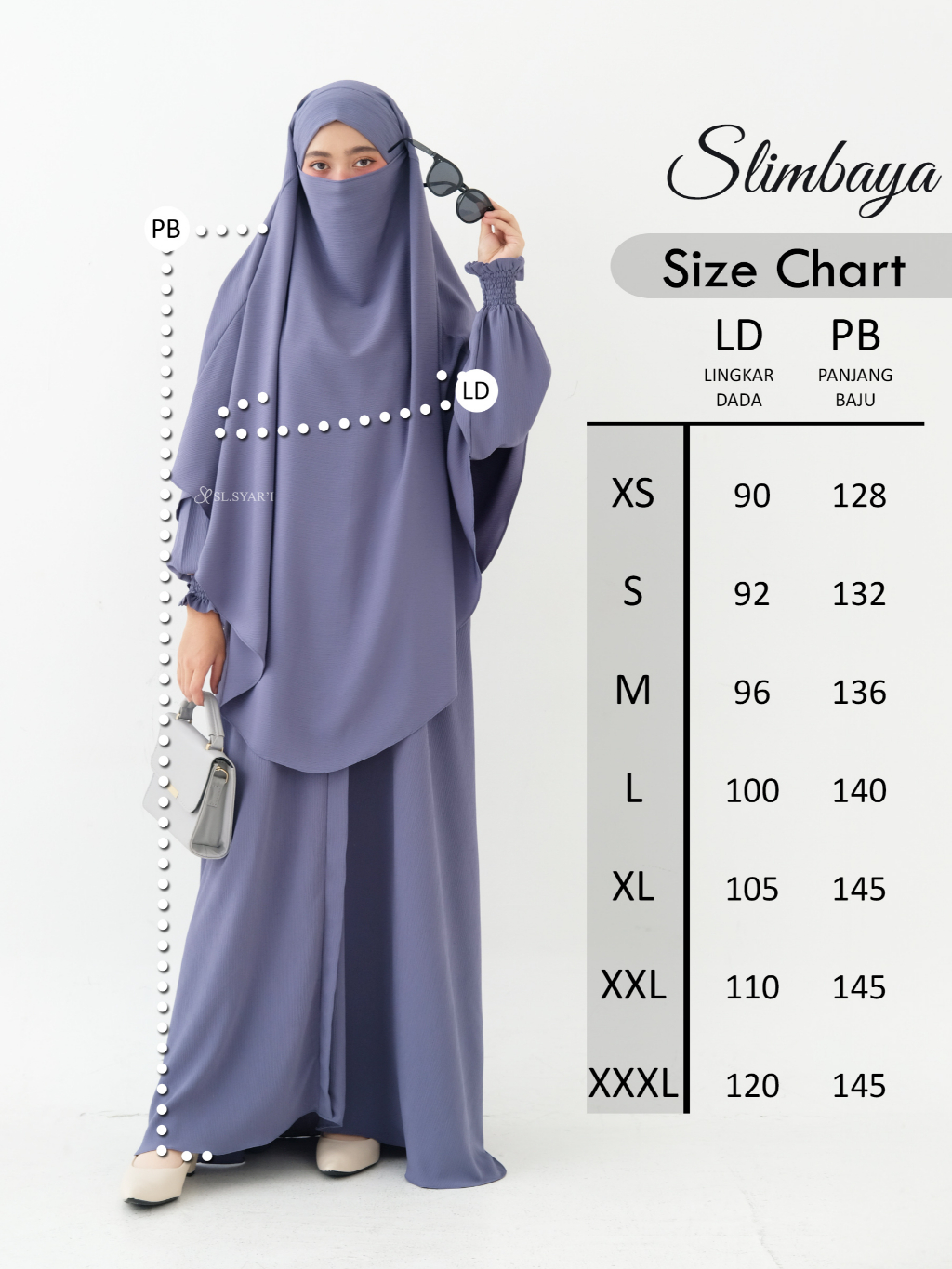 SL SYAR'I - Slimbaya gamis Daily umroh Crincle Cordelia Premium (SET / ABAYA ONLY)