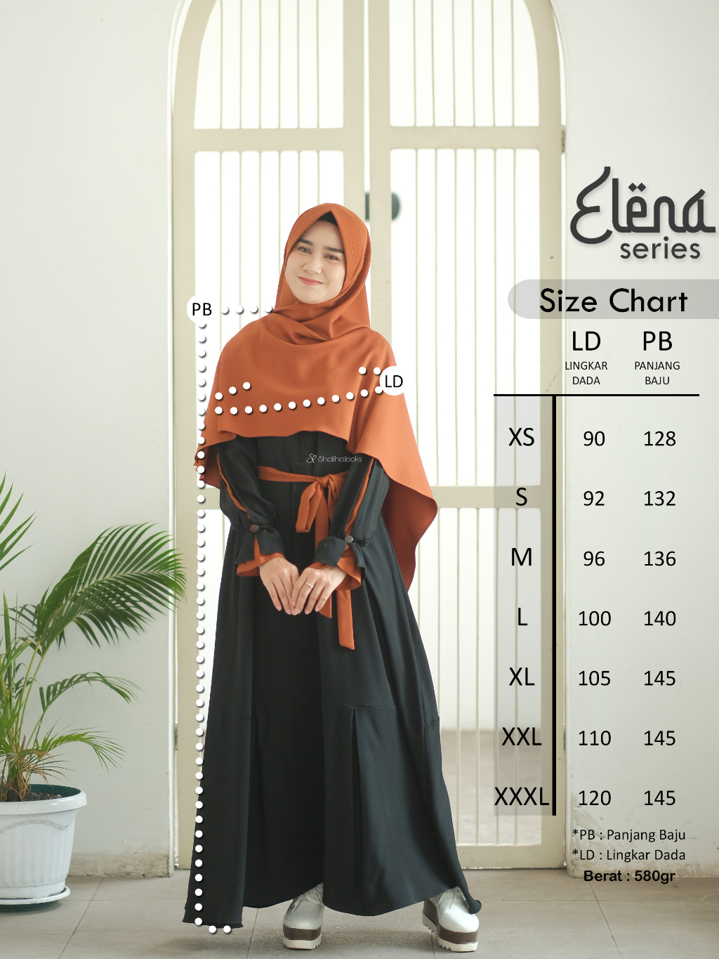 SL SYAR'I - Elena Series  Gamis Polos Lengan Lonceng Kerut Kombinasi (Dress Only & SET)