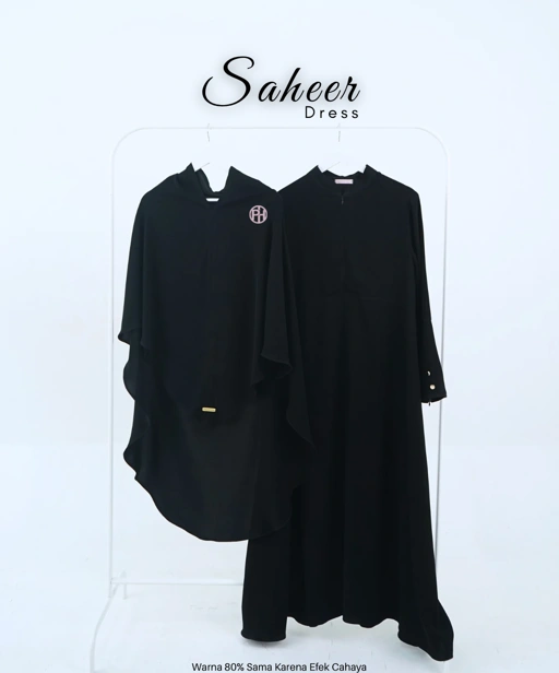 Image of SET Gamis + Bergo Saheer (Jetblack)