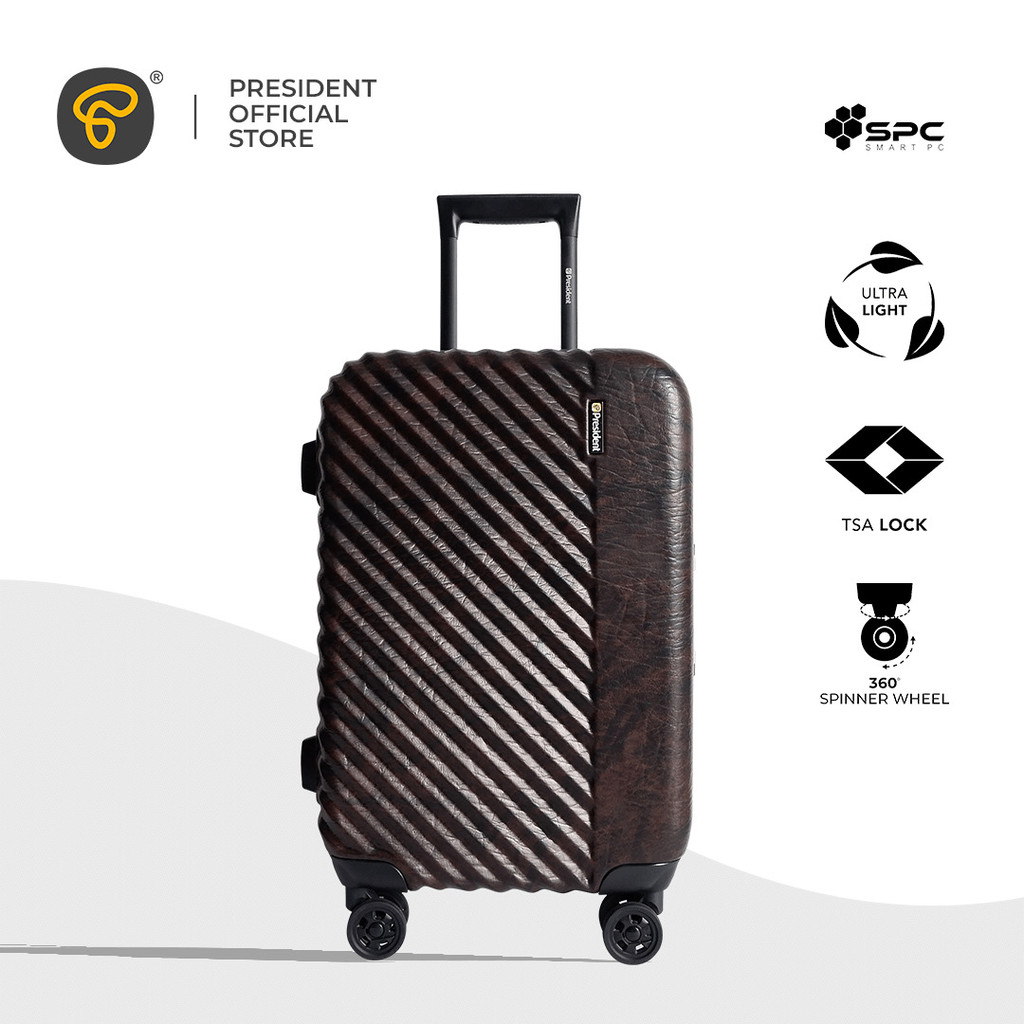 Tas Koper President Luggage Trolley Case Lether Emboss 5304 - 20 inch Limited