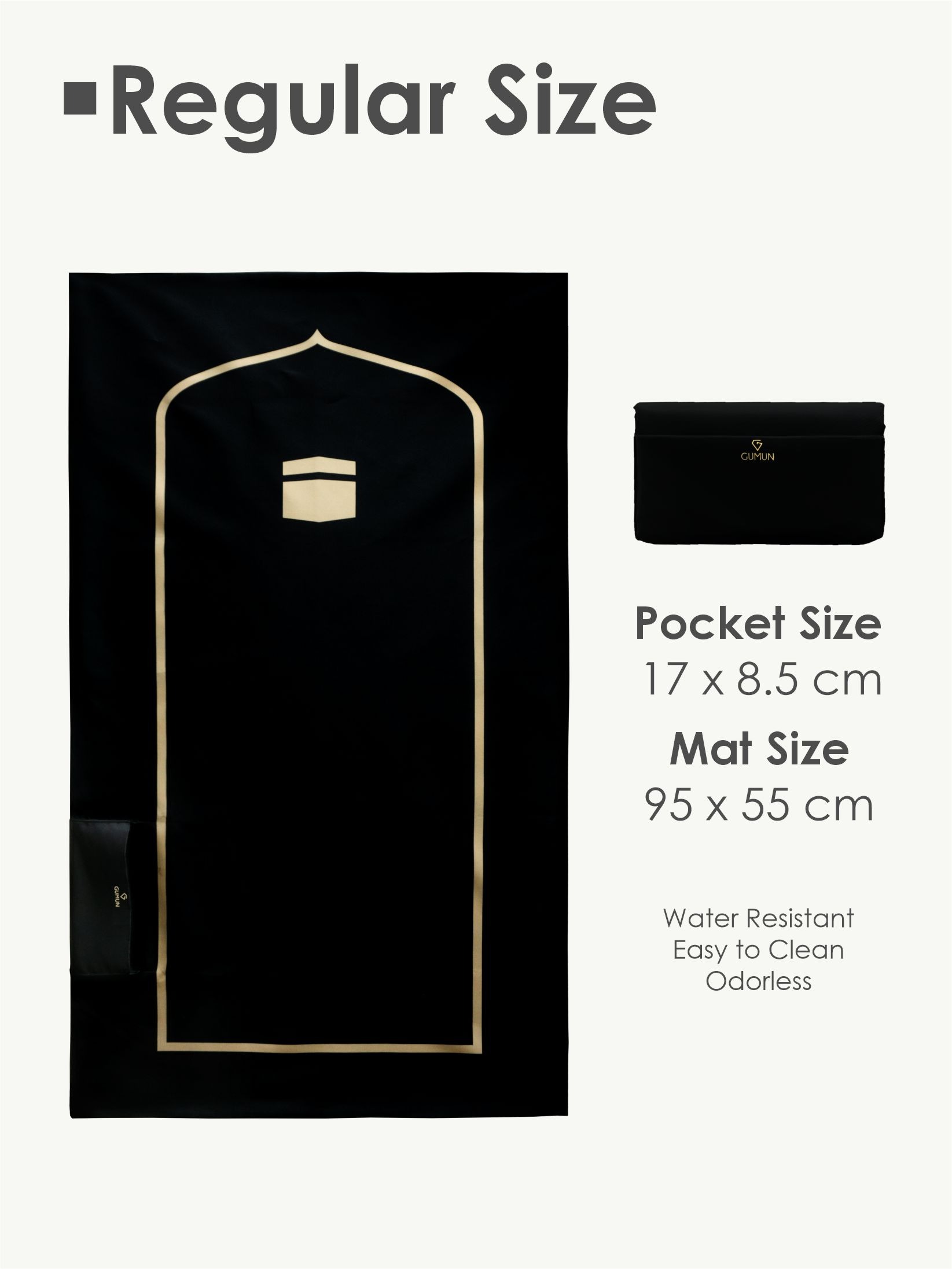 Gumun Sajadah Travel Reg Size - Black Kabah