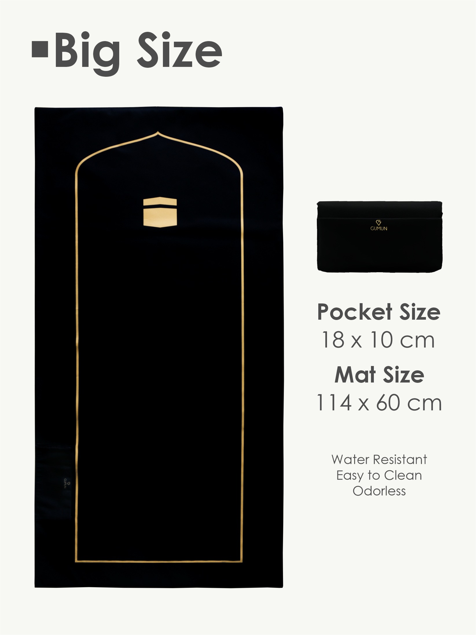 Sajadah Travel GUMUN Big Size BLACK KABAH