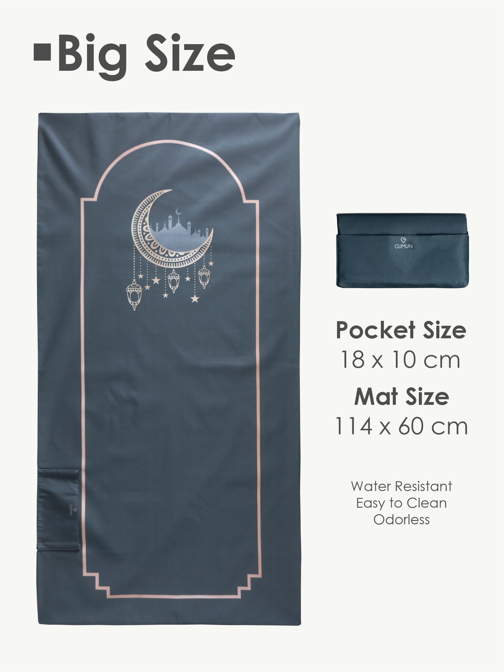 Sajadah Travel GUMUN Big Size GREY MOON