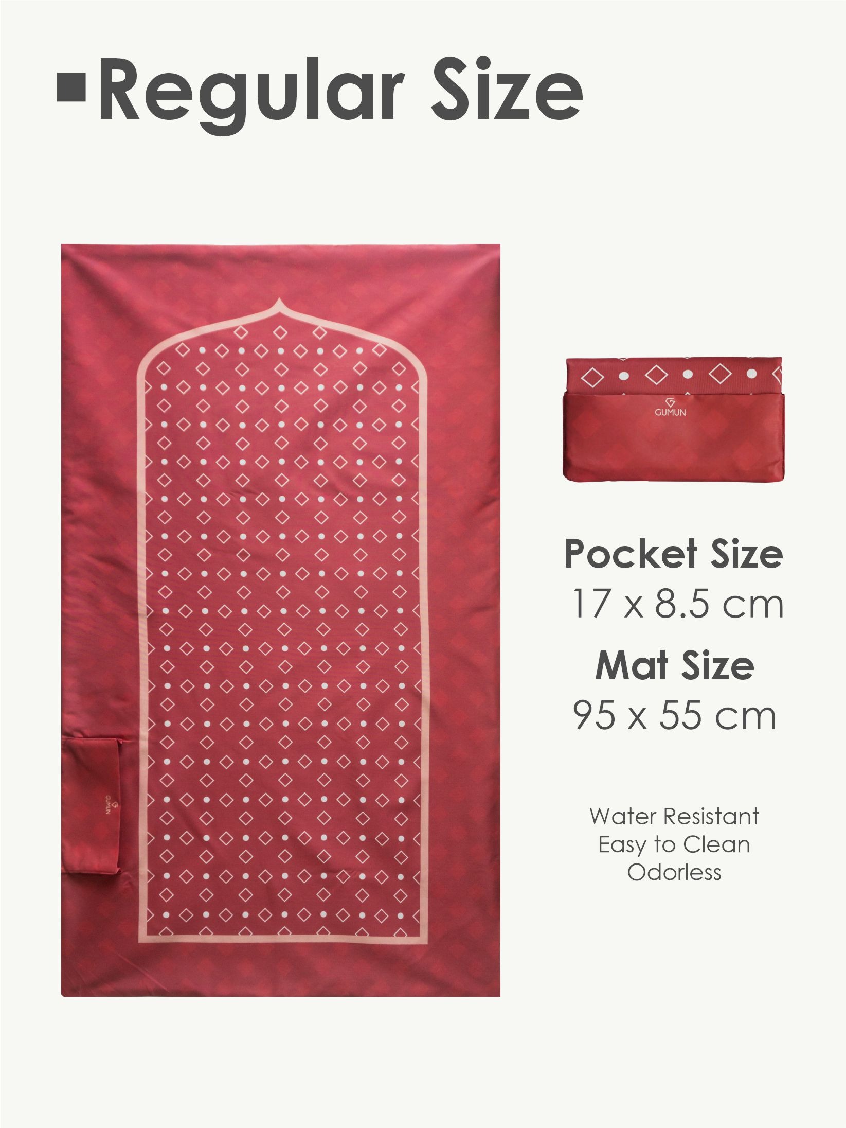 Gumun Sajadah Travel Regular Size - Maroon Pattern