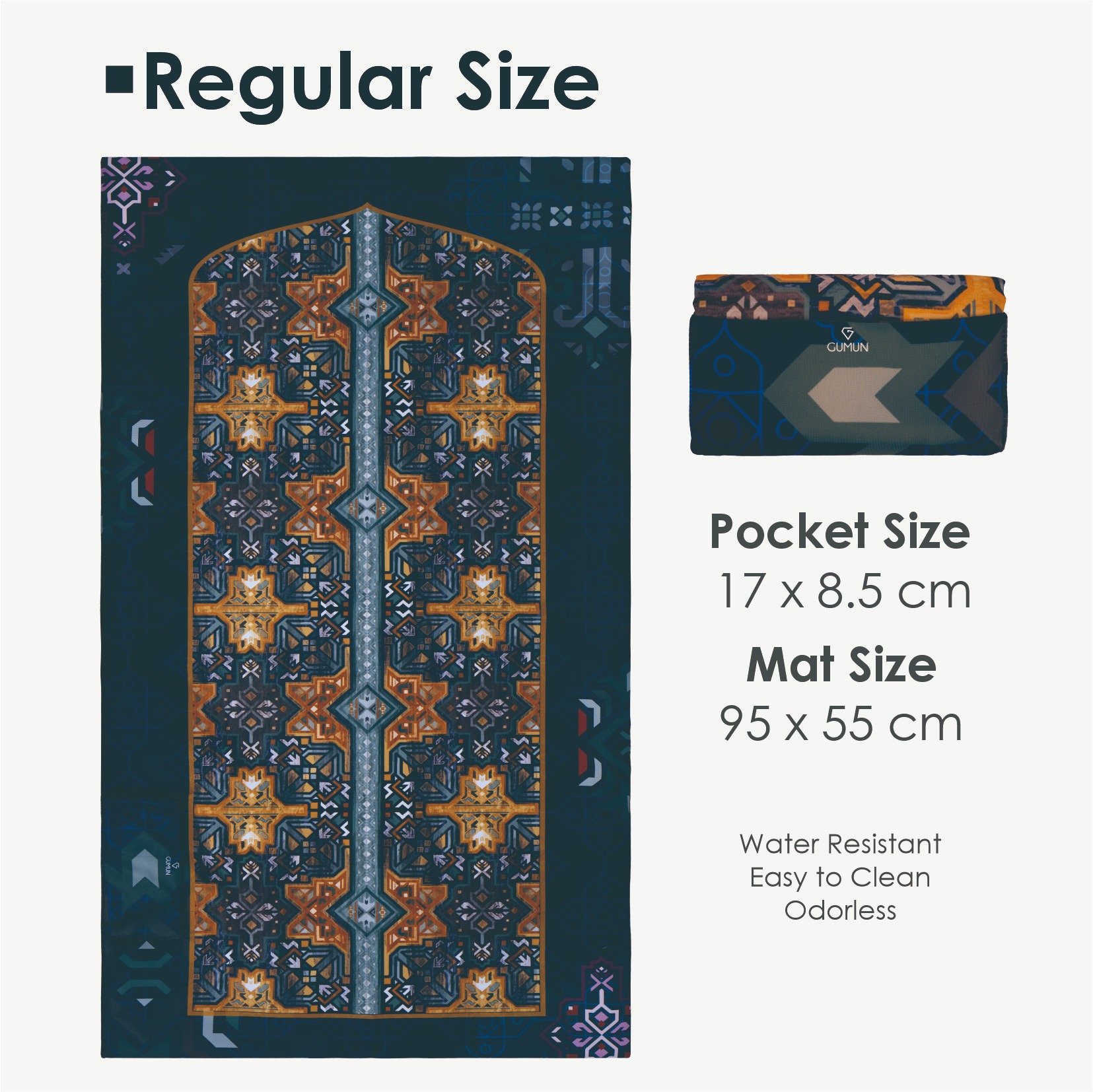 Gumun Sajadah Travel Reg Size - Moroccan Blue