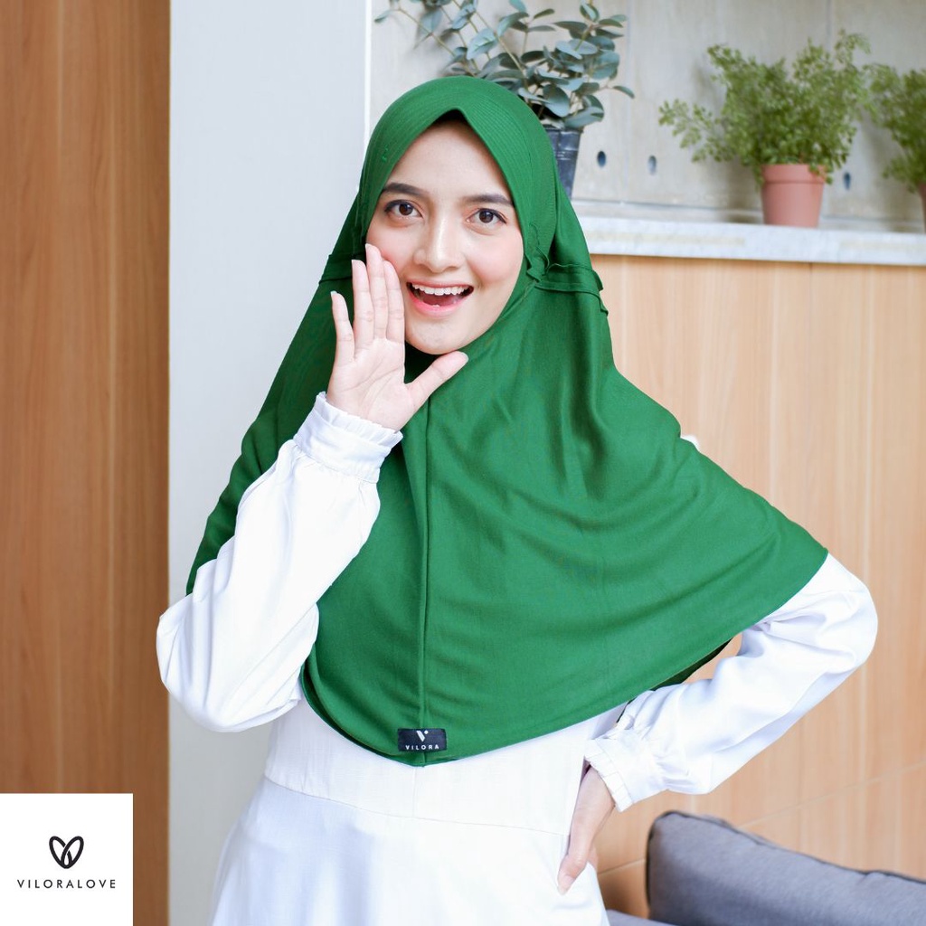 VILORA - JILBAB ANAK WARNA HIJAU TUA MADRASAH