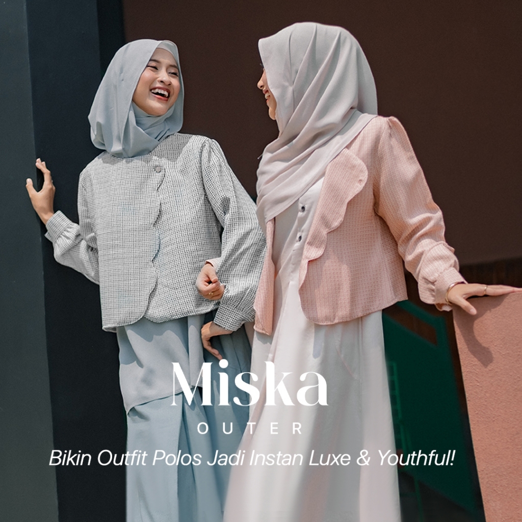 JILBRAVE Miska Outer Tweed Crop Blazer Muslimah Scallop Front Busui Kondangan Premium
