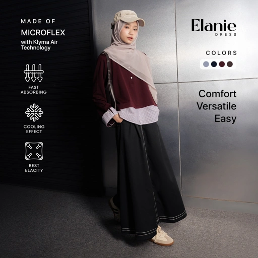 Image of Elanie Dress 2 in 1 Set Outer Cardigan Gamis Wanita Casual Daily