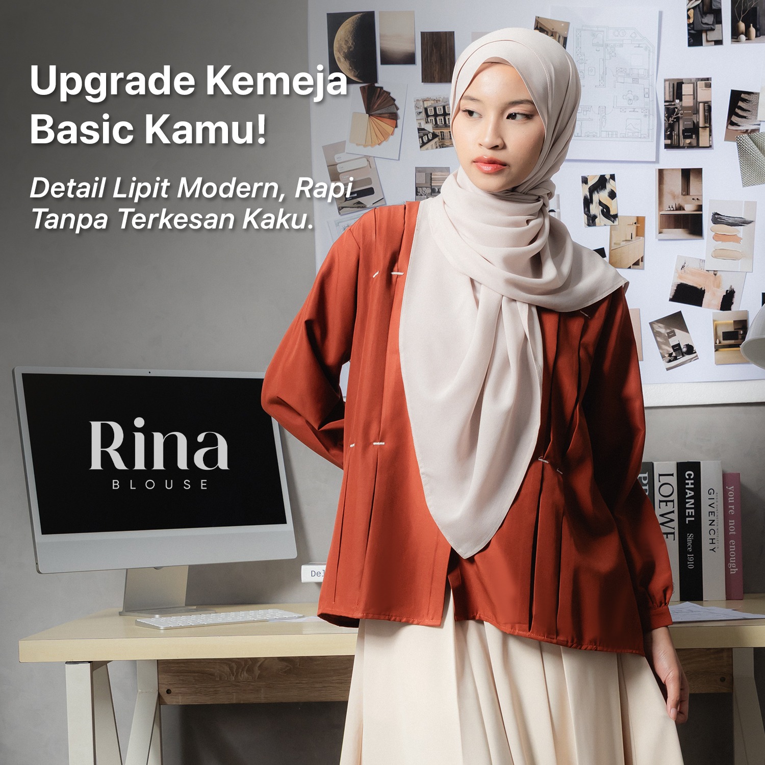 JILBRAVE Rina Blouse Kemeja Wanita Korean Style Basic Polos Poplin Silk