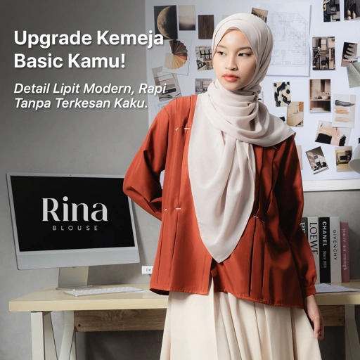 Image of JILBRAVE Rina Blouse Kemeja Wanita Korean Style Basic Polos Poplin Silk