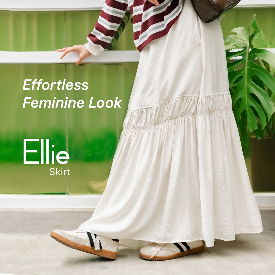 JILBRAVE Ellie Skirt Rok A Line Panjang Wanita Flowy Casual Semi Formal