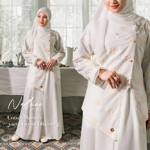 JILBRAVE Signature Nadleine Set Outer Sleeveless Dress Raya 2 in 1 Exclusive Veil Silk