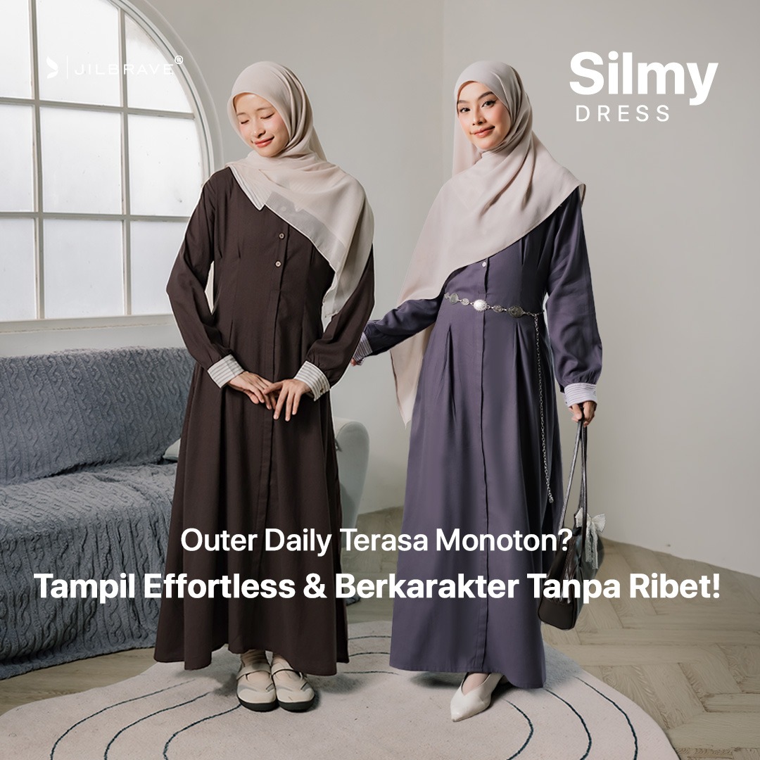 JILBRAVE Silmy Dress Gamis Modest Casual Semi Formal Loose A-Line Katun