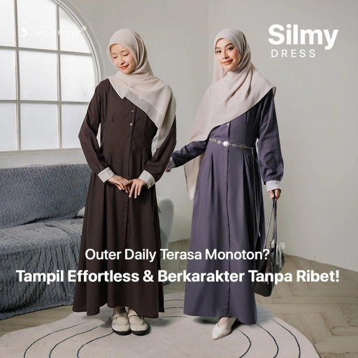 JILBRAVE Silmy Dress Gamis Modest Casual Semi Formal Loose A-Line Katun