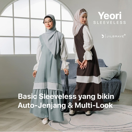 JILBRAVE Yeori Sleeveless Dress Cotton Inner Long Dress Tanpa Lengan Loose Fit Busui Friendly