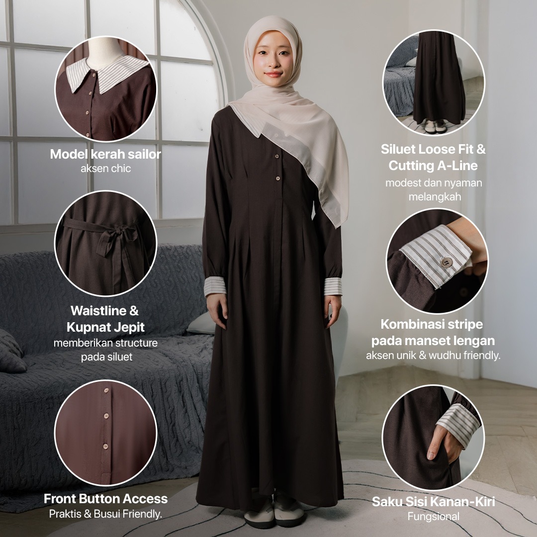 JILBRAVE Silmy Dress Gamis Modest Casual Semi Formal Loose A-Line Katun