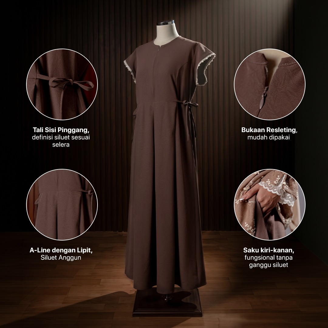 JILBRAVE Signature Nadleine Set Outer Sleeveless Dress Raya 2 in 1 Exclusive Veil Silk