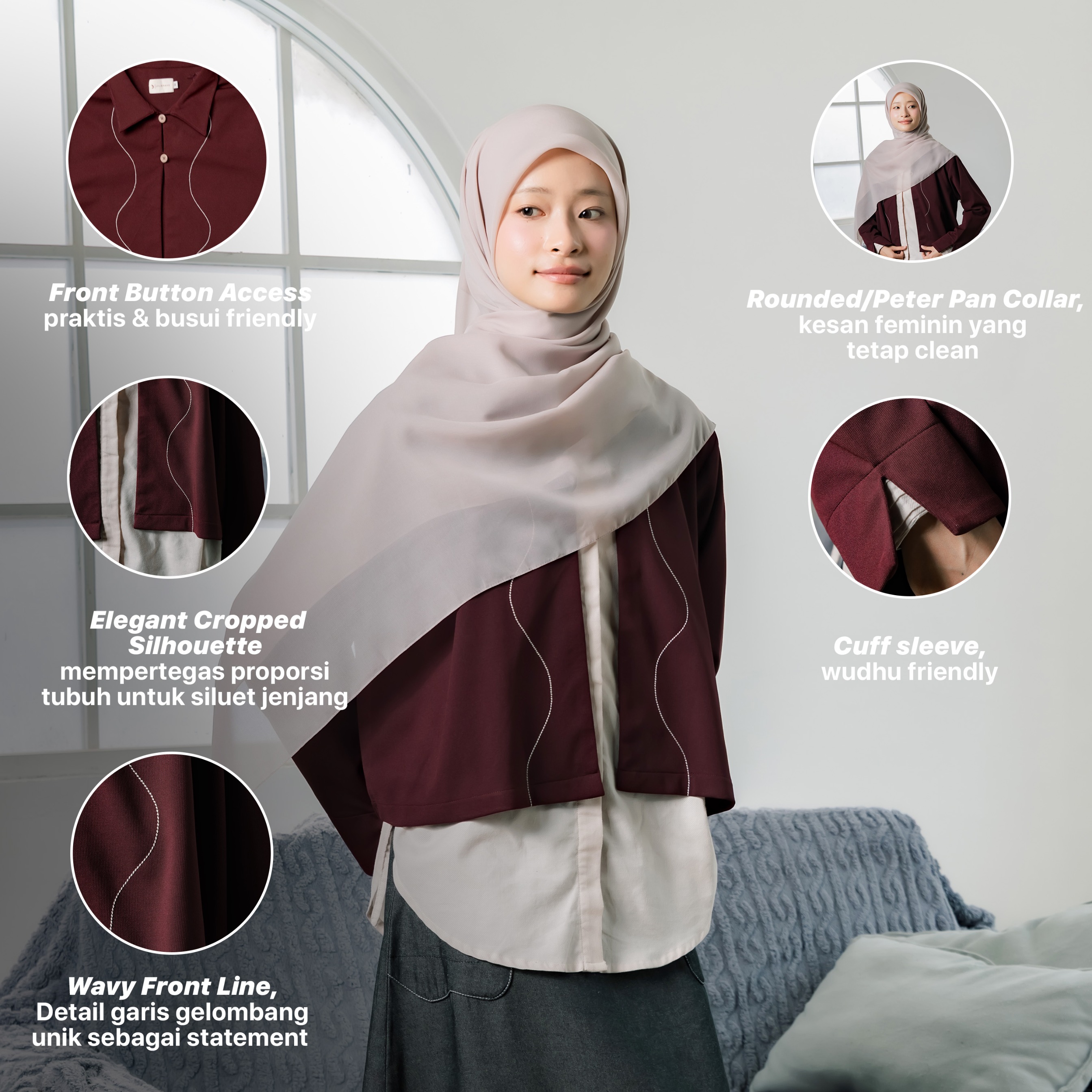 JILBRAVE Sunny Outer Cropped Blazer Muslimah Boxy Cut Casual Semi Formal