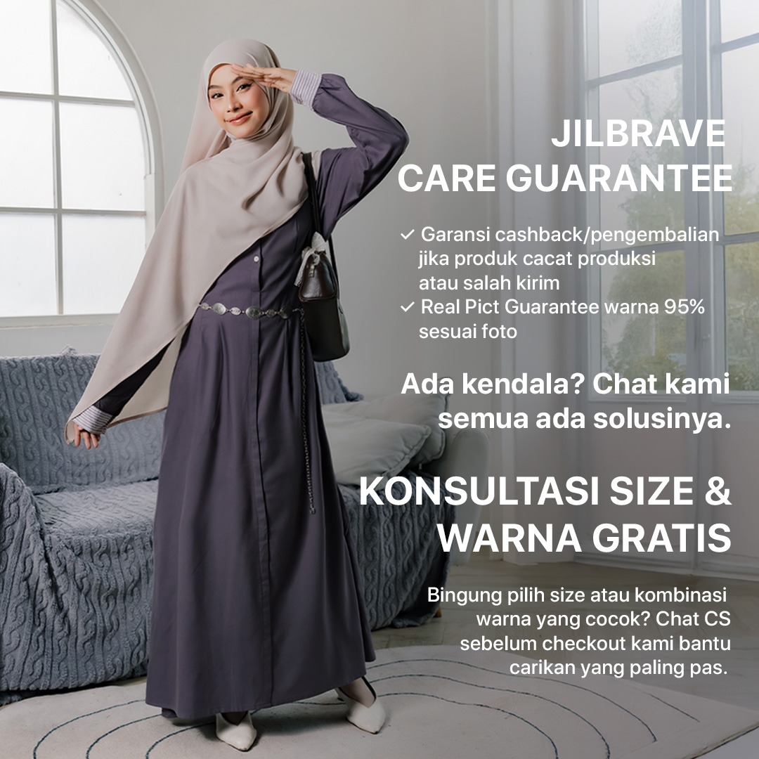 JILBRAVE Silmy Dress Gamis Modest Casual Semi Formal Loose A-Line Katun