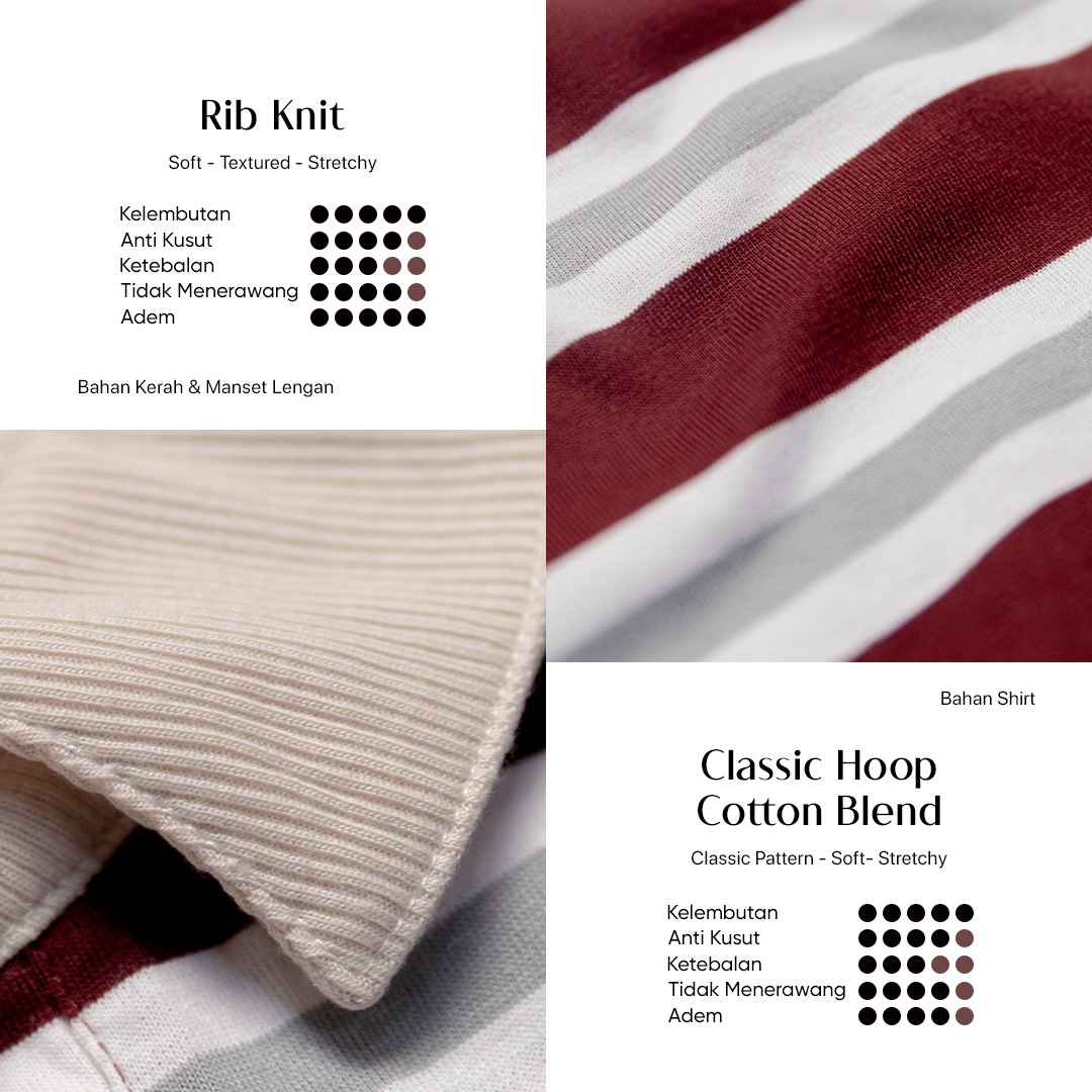 JILBRAVE Chloe Stripe Shirt Atasan Wanita Kaos Lengan Panjang Berkerah Casual Korean Style