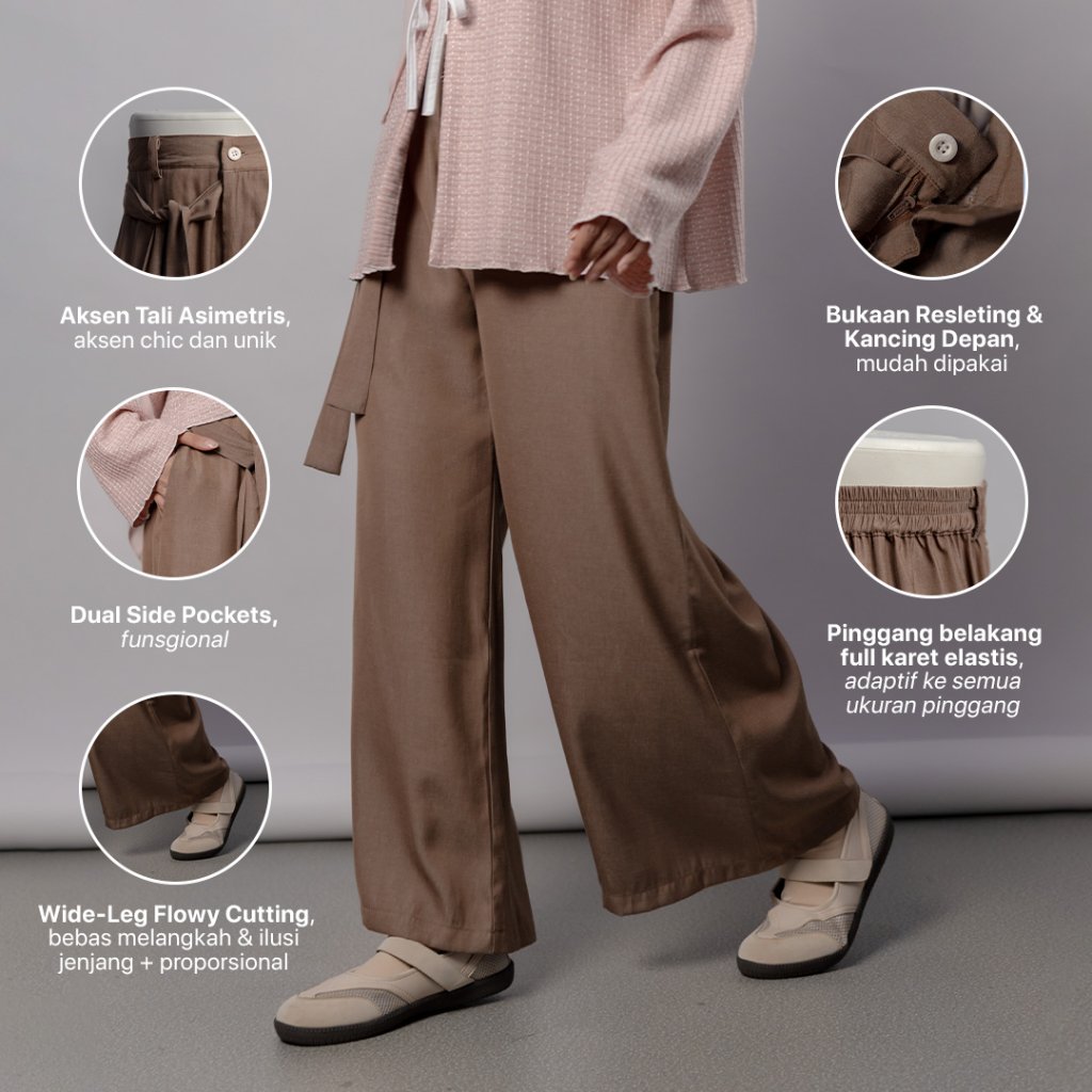 JILBRAVE Erin Celana Kulot Wide Leg Pants Relaxed Denim Tenzel Efek Jenjang Casual Kerja Kuliah