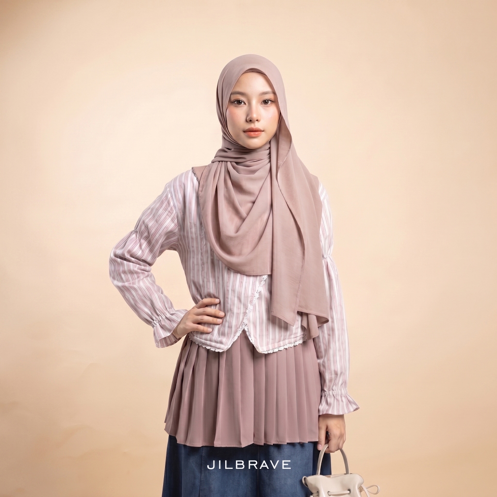 Zaney Blouse Stripe Shirt Feminine Korean Style