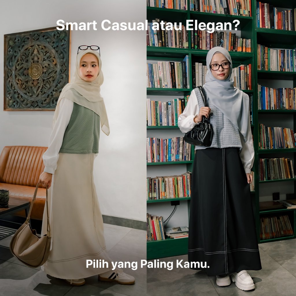 JILBRAVE Zea Dress Gamis Outer Vest 2in1 Layered Knit Tweed Anti Kusut Modest