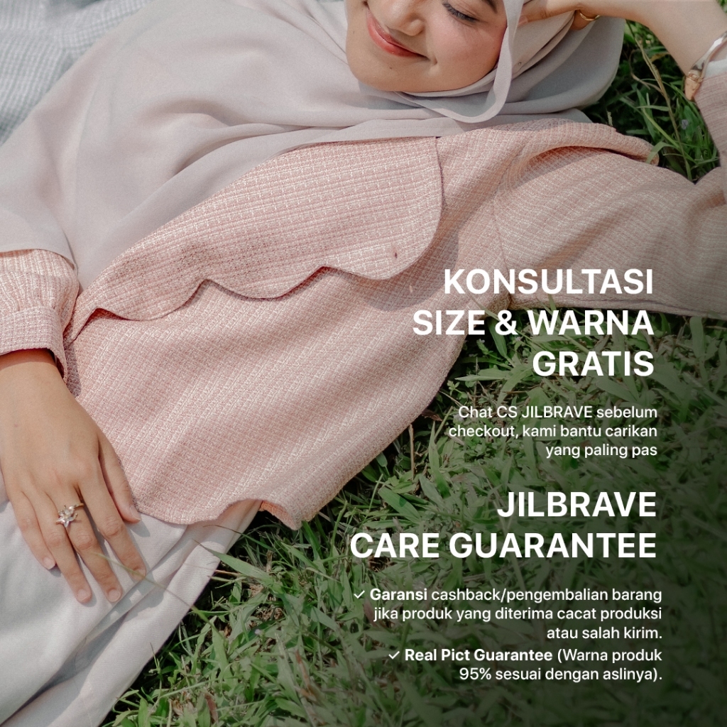 JILBRAVE Miska Outer Tweed Crop Blazer Muslimah Scallop Front Busui Kondangan Premium