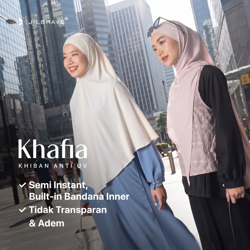 JILBRAVE Khafia Khiban Maheen Anti UV Hijab French Square Semi Instan Inner Bandana Adem Syar'i