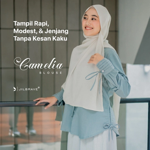 Camelia Blouse Kemeja Wanita Polos Cotton Lengan Balon Modest Semi Formal Kerja Kuliah