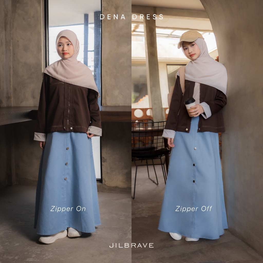 Dena Dress 2 in 1 Set Outer Gamis Wanita Boyish Casual Daily