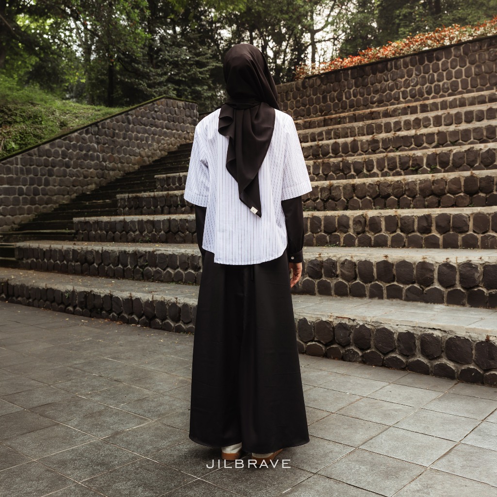 JILBRAVE Gamis Casual Sporty Cotton Set Outer Menyatu Bordir Muslimah - Kalsie Dress
