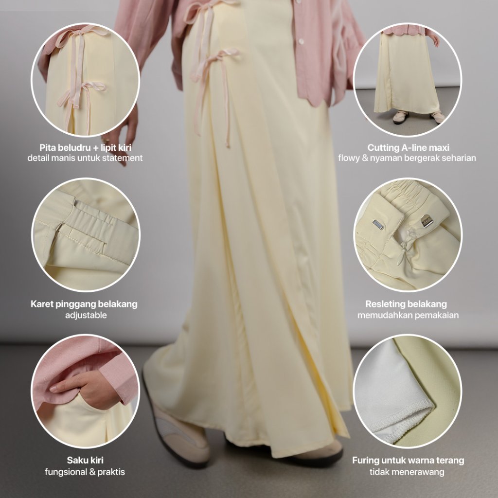 JILBRAVE Ashki Skirt Rok A Line Wrinkle Free Casual Formal Kerja Kampus