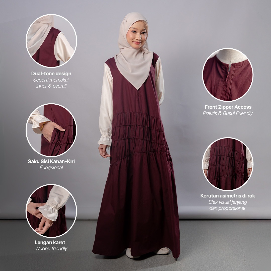 JILBRAVE Alana Dress Poplin Gamis Casual Korean Style