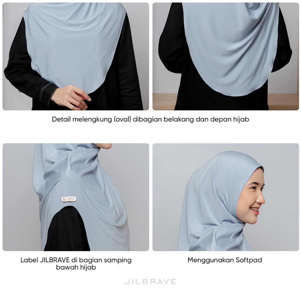 JILBRAVE Dania Instant Hijab Kerudung Bergo Oval Jersey Syar'i Curve Malay