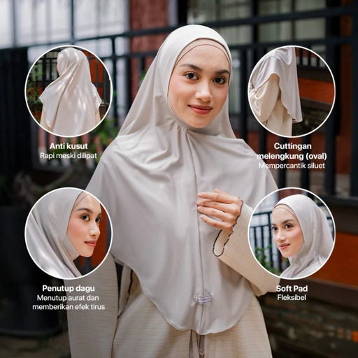JILBRAVE Meena Hijab Instan Kerudung Jersey Soft Pad Penutup Dagu Anti Kusut Style Casual Daily