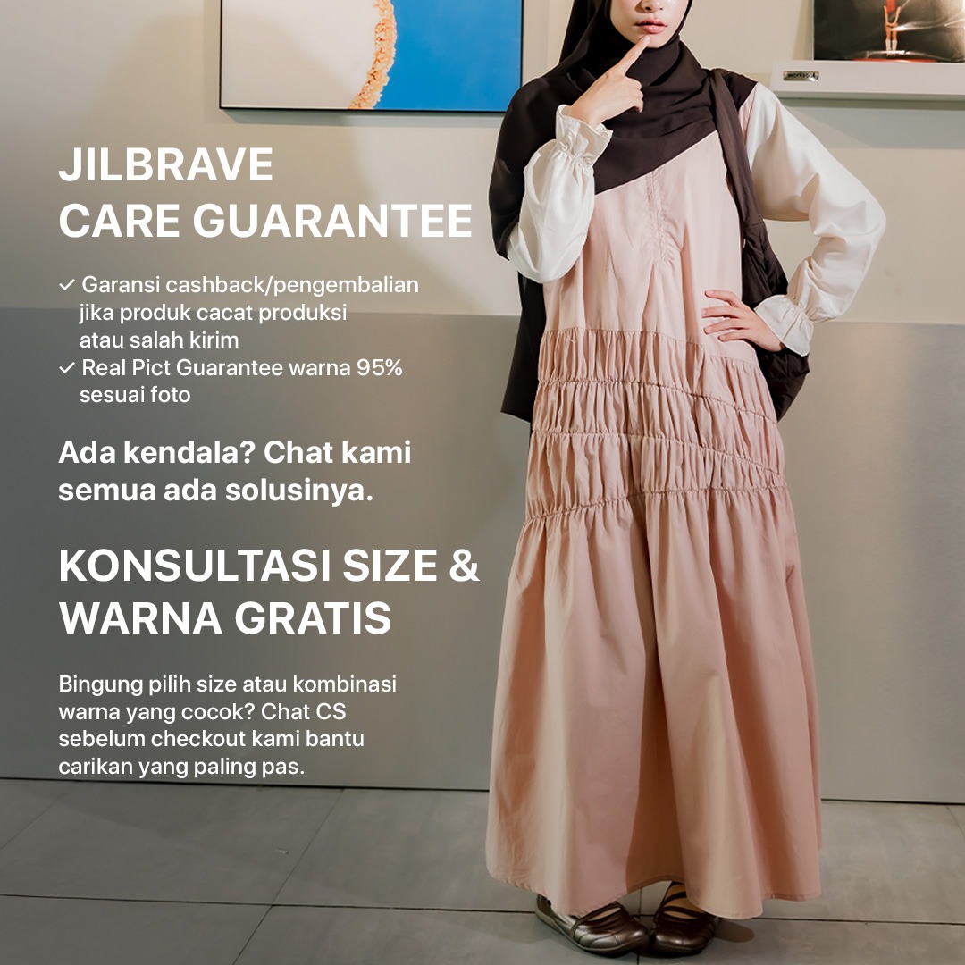 JILBRAVE Alana Dress Poplin Gamis Casual Korean Style