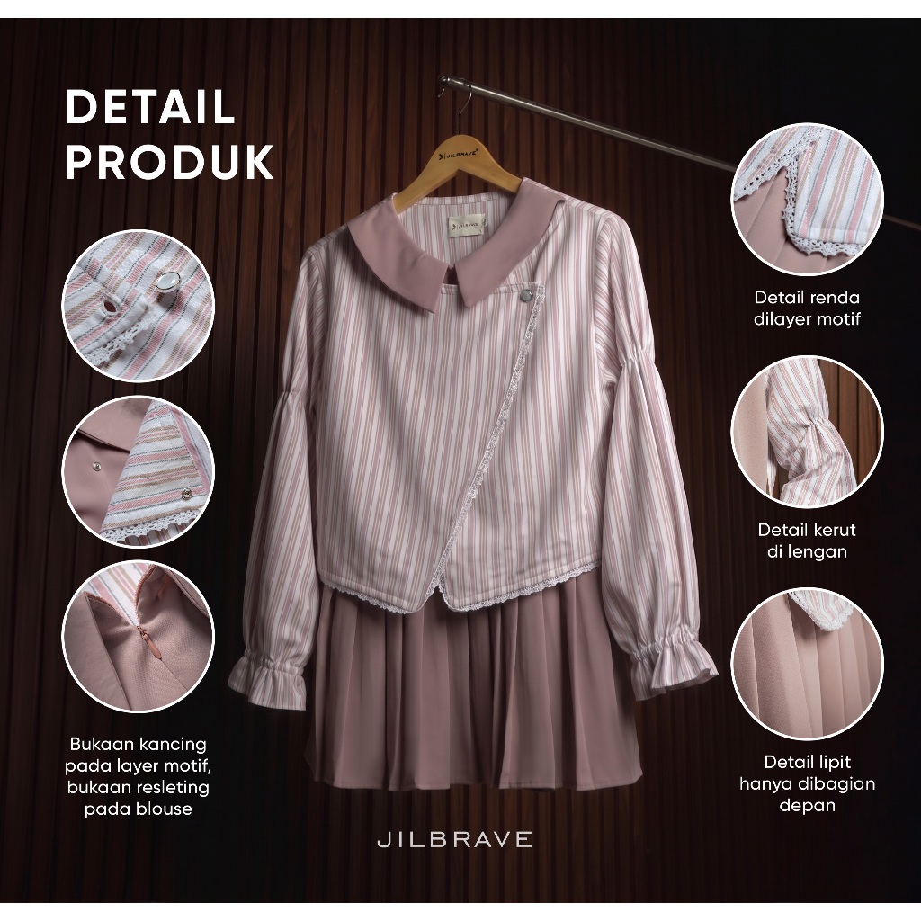 Zaney Blouse Stripe Shirt Feminine Korean Style