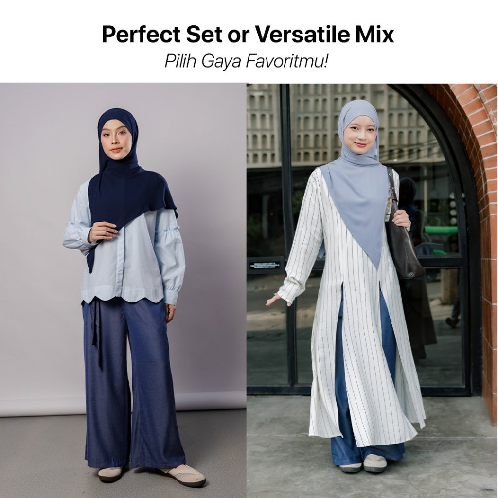 JILBRAVE Lumi Tunik Stripe Linen Atasan Muslimah Slim Busui Wudhu Friendly Daily Casual Kerja