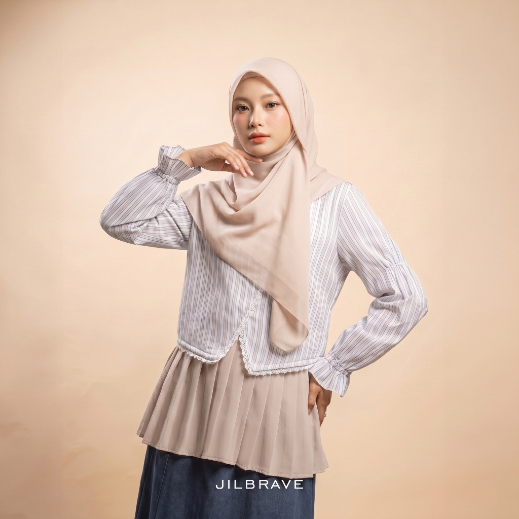 Zaney Blouse Stripe Shirt Feminine Korean Style