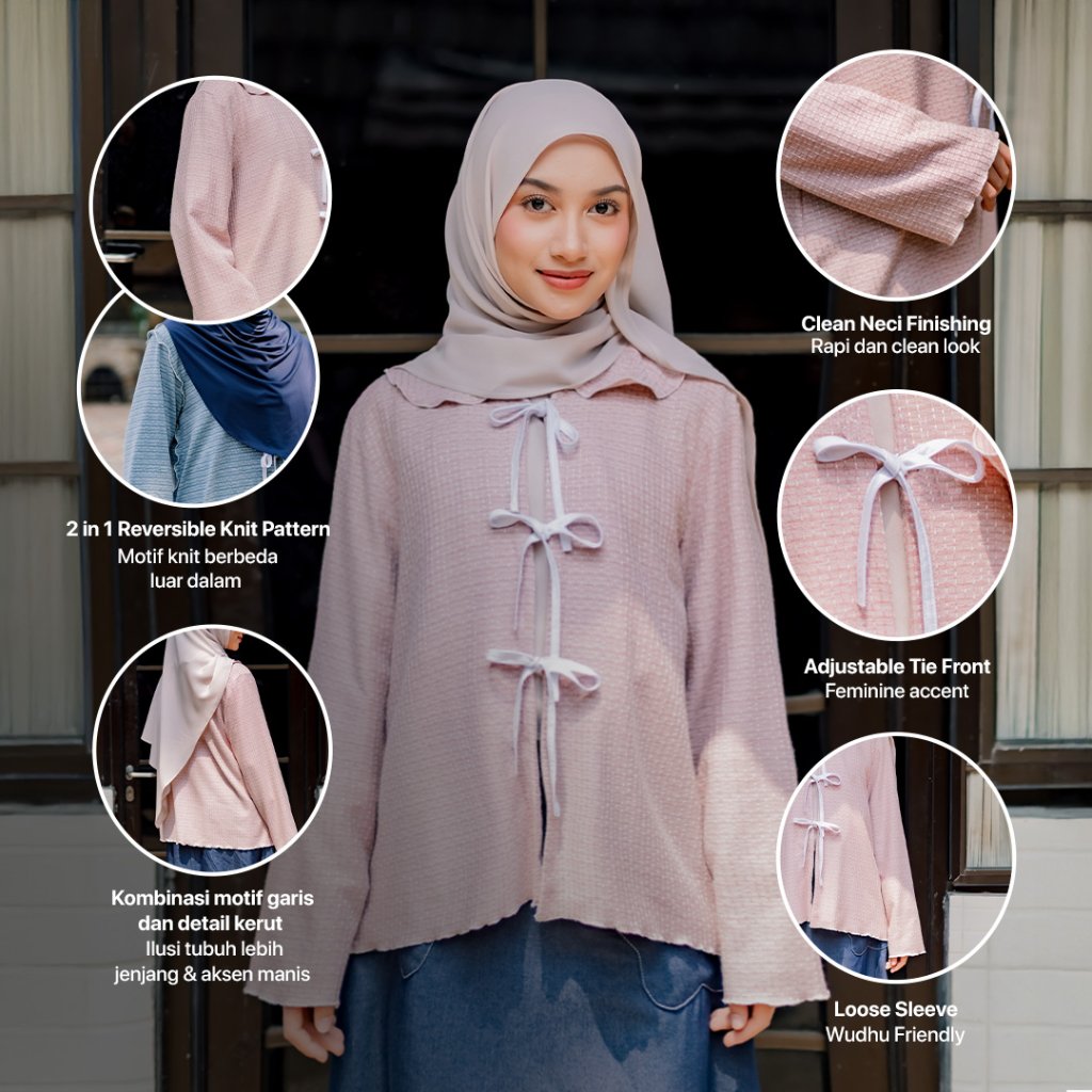 JILBRAVE Asya Cardigan Outer Soft Knit 2-in-1 Reversible Look Casual Feminin